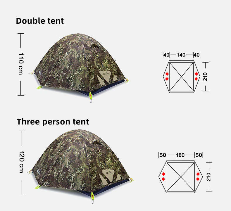 Cheap Goat Tents Mobi Garden 2 3Person Camping Tent Outdoor Ultralight Tent Double Layer Rainproof Windproof Hiking Travel Upgraded Camouflage   